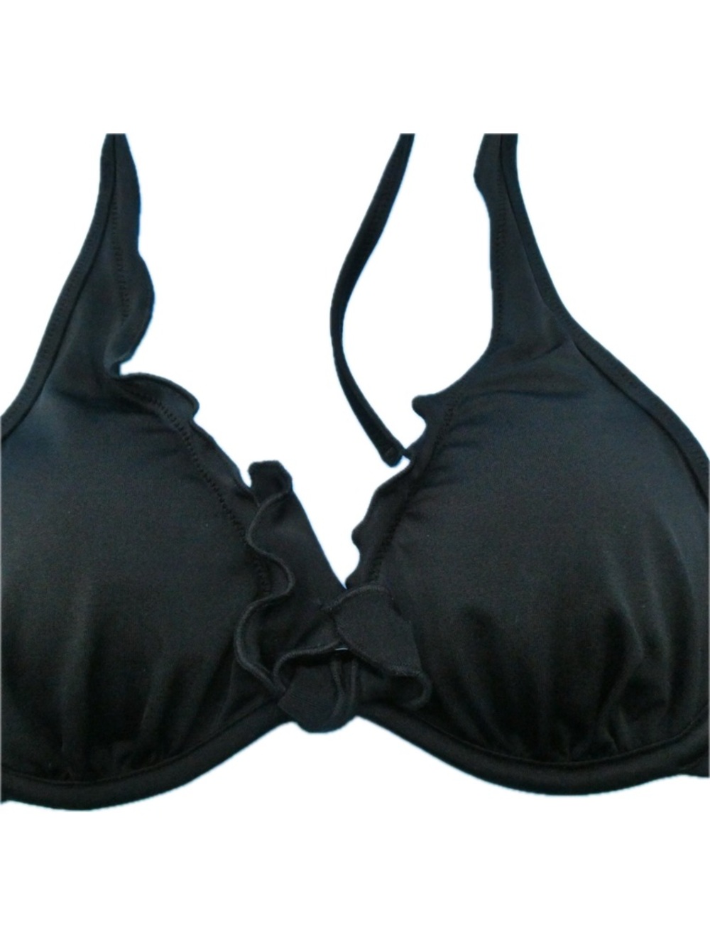 PINK Victoria's Secret Black Scalloped Halter Bikini Top